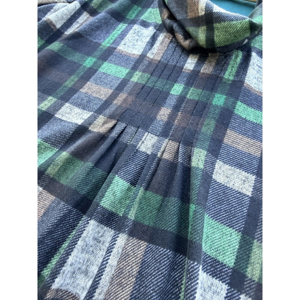 Women's Tartan Plaid Cowl‎ Neck Puff Sleeve Midi Dress Size M Academia Teacher - Picture 7 of 11